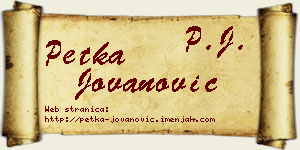 Petka Jovanović vizit kartica